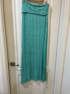VOLCOM Woman’s Another Day Skirt  Size Small Cotton Stretch Maxi Skirt Teal • $13.89