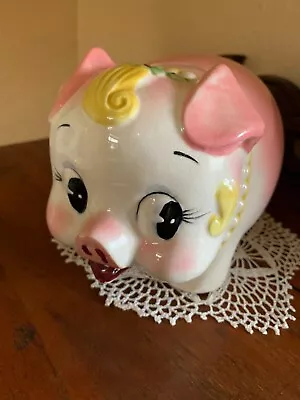 Vintage  Ceramic Piggy Bank Pink Anthropomorphic Japan • $19.95