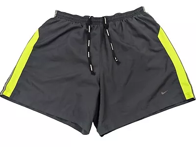 Nike Dri-Fit 5  Lined Running Shorts Men's Large Reflective Gray/Volt Yellow • $20.99