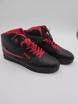 Mens Fila Mid High Top Casual Athletic Shoes Size 13 Black Red Trim • $28.95