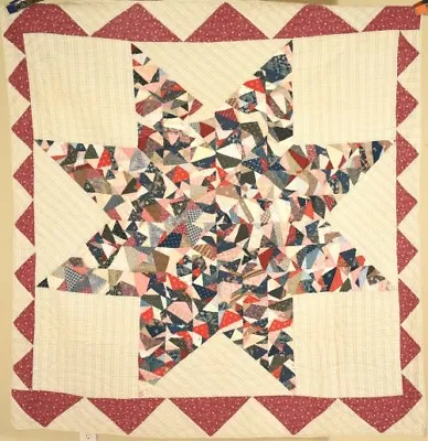 $1195 • Buy OUTSTANDING Vintage 1880's Crazy Lone Star Antique Quilt, Sawtooth Border!