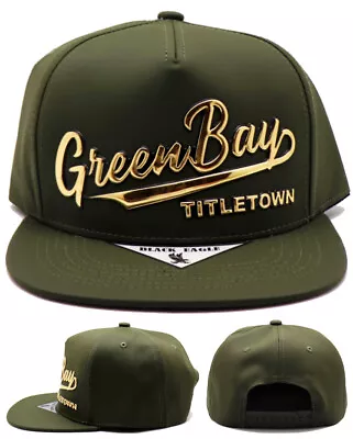 Green Bay New Black Eagle Packers Titletown LUX Olive Green Era Snapback Hat Cap • $19.99