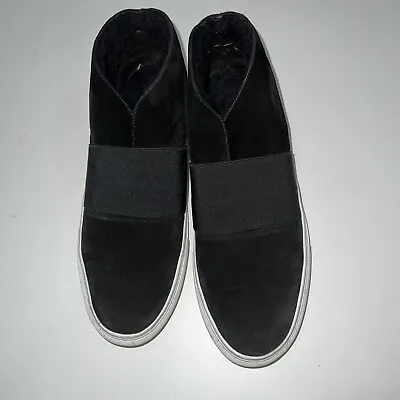 Via Spiga V-sayer Shearling Black Suede/ Round Toe/ Size 8.5m/ Retail $225.00 • $29.99