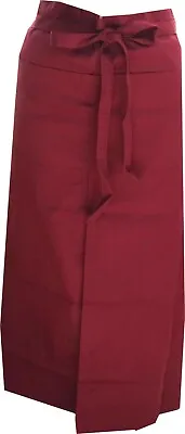 Gastro Bistro Front Binder Cook Apron Long With Slotted One Size Bordeaux • £7.76