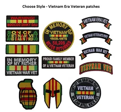 Choose Style VIETNAM VETERAN Iron On Patches Military Vet • $5.84