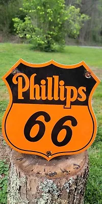 Phillips 66 Motor Oil Vintage Gas Pump Porcelain Sign • $60