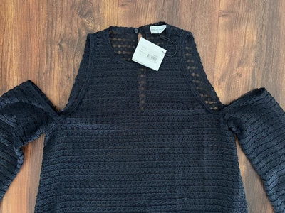 $100 • Buy Scanlan Theodore Blouse - Navy Lace With Cut Out Shoulders RRP $650