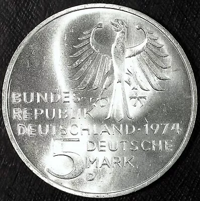 1974  D  Silver German 5 Deutsche Mark  ☆☆ Uncirculated Commemorative ☆☆ 508 • $12.89