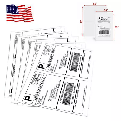 200 Half Sheet Shipping Mail Labels 8.5x5.5 Self Adhesive For Laser Printer • $13.92
