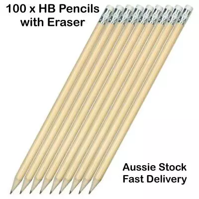 New 100 X Bulk Full Length HB Pencils With Eraser Wholesale Fast Gel Aust Post • $37.25