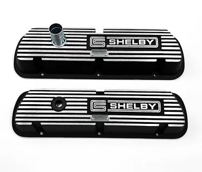 Black Finned Aluminum  Shelby  Script Valve Covers For Small Block Ford • $244.99