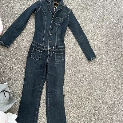 Vintage Sergio Valente 90s Jean Stretch L Denim Catsuit Jumpsuit Overalls • $300