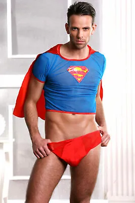 Men's Superhero Gay Pride Sizzling Fancy Dress Outfit - Sexy Slinky Costume O/S • £19.99