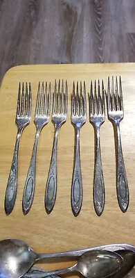 6 Oneida Community Plate Silverware 'ADAM' Pattern Dinner Forks 7 5/8  • $20