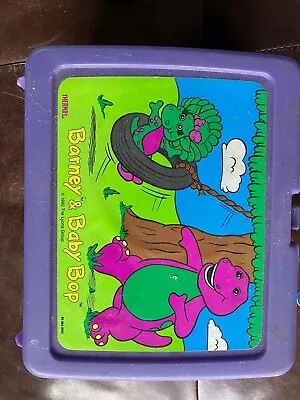 Vintage Barney Baby Bop Lunch Box Plastic 90s Aladdin Kids 1992 Lyons W/ Thermos • $10