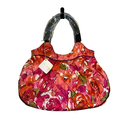 Vera Bradley Purse Vivian Vintage Rose Hobo Handbag Pink Quilted Plastic Handles • $34.99