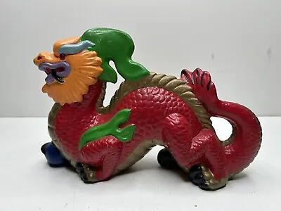 Asian Chinese Dragon Ceramic Figurine Statue 6  Tall By 9  Long • $14.34