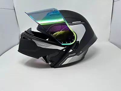 DOT Approved OTS Flip-Up Dual Visor Motorcycle Full Face Helmet With LED Size L • $79.95