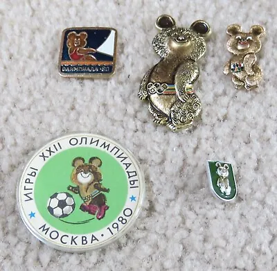 1980 Moscow Russia Olympic Pin Pinback Lot All Misha The Bear Mascot • $20