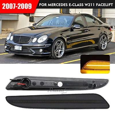 Smoked LED Front Bumper Side Marker Lights For Mercedes Benz W211 E-Class 07-09 • $34.36