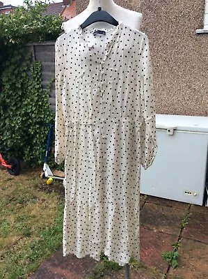 Marks And Spencer Ivory Mix Polka Dot Dress Size 12 Regular • £7