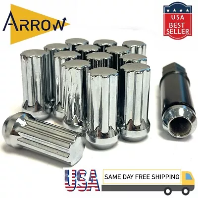 20x Chrome 2  Tall 1/2-20 7 Spline Tuner Lug Nuts And Key Fit Ford Models • $22.07