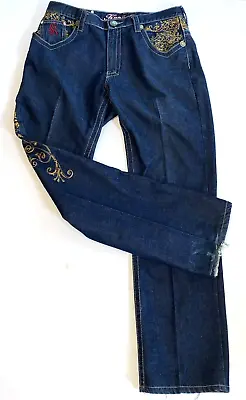 Mens Kanji Jeans Japanese ART Dragon Denim Indigo Dyed 34x34 Y2K Vintage RARE • $70.87