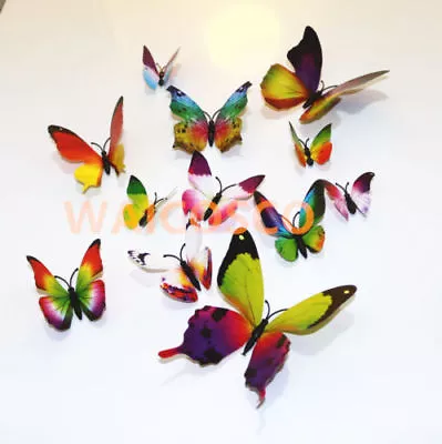 12Pcs 3D Butterfly Stickers Home DIY Wall Art Vinyl Decals Kids Room Decoration • £2.70