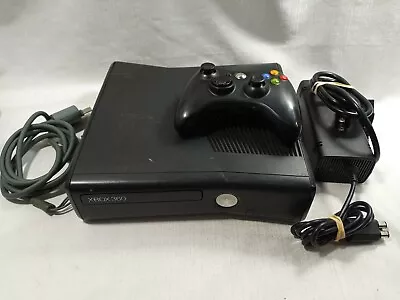 Microsoft Xbox 360 S Console Black 1439 Model With Controller & Cables Tested! • $89.99