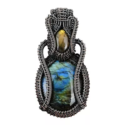 Labradorite Wire Wrapped Pendant Handcrafted Copper Ethnic Jewelry 3.07  • $23.25