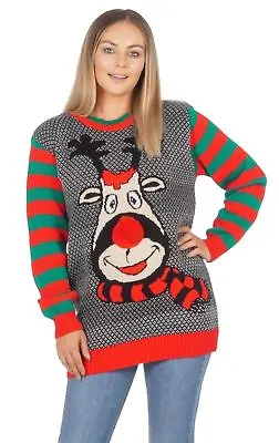 $2.26 • Buy Womens Mens Christmas Pom Pom Scarf Reindeer Stripe Long Sleeve Pullover Jumpers