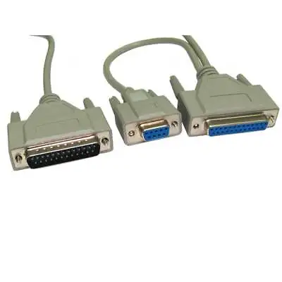 Serial Modem Cable 2.5m 9 Pin & 25 Pin Female To 25 Pin Male RS232 Lead D9 D25 • £9.99