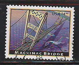 Mackinac Bridge $4.90 Priority Sc 4438 Used Off Paper • $0.99
