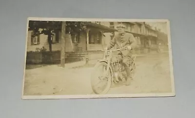 Original Early 1900s Harley-davidson Motorcycle Real Photo Postcard Rppc (inv18) • $10