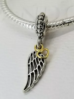 Pandora Silver 925 Love And Guidance Angel Wing Heart Dangle Charm #791389 • $27.99