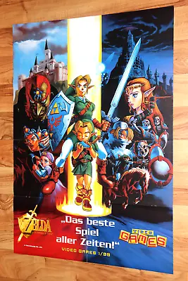 1998 The Legend Of Zelda Ocarina Of Time N64 Vintage Very Rare Poster 82x58cm • $206.99