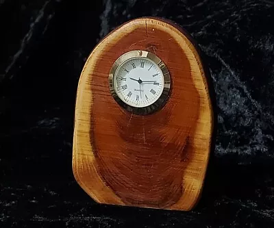 Yew Wood Slice Desk Clock Mantel Fob Watch Handmade • £8