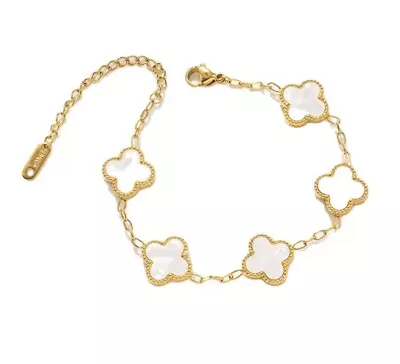 Van Cleef  & Arpels Inspired Bracelet White And Gold Plated • $42