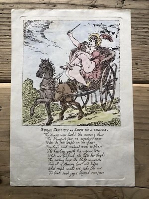 £9.99 • Buy Rowlandson Etching Rural Felicity Or Love In A Chaise Erotic Risqué Bawdy