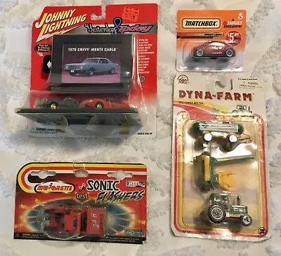 4 Noc Vtg. Die-cast Cars! Matchbox Johnny Lightning Majorette Zylmax Dyna-farm! • $14.99