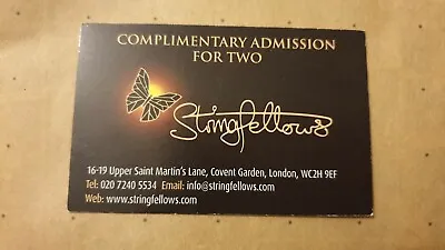 Stringfellow's / Angels Complimentary Admission Voucher For TWO - Save £30/£40!! • £10