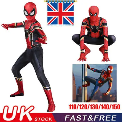 Avengers Iron Spiderman Cosplay Costume Men Kids Boys Party Fancy Dress Jumpsuit • £9.97