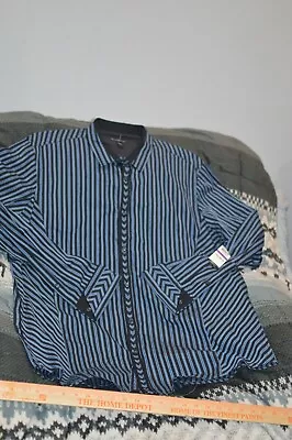 NWT INTERNATIONAL CONCEPTS  MEN'S Long Sleeve 2XL BLUE AND BLACK STRIPE • $10