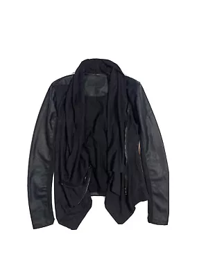 BlankNYC Faux Leather Jacket Drape Front Moto Zip Black Biker Designer Size XS • $39.19