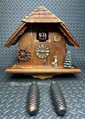 German 16x9.5 Cuckoo Clock Schneider Black Forest Swiss Musical - Parts/Repair • $60