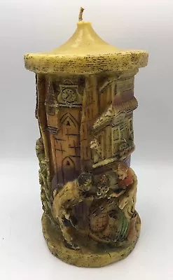 Gunter Pillar Candle  Hand Carved & Painted 10-3/4  Vintage • $22.40