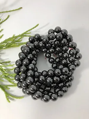 100 Beads Black Magnetic Hematite Round Beads 8mm ~hole Is 1m • $4.99