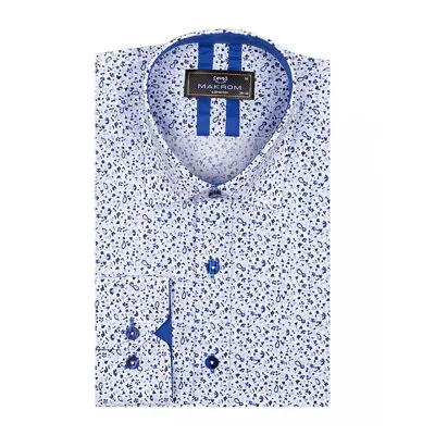 Makrom Small Paisley Floral Print Long Sleeve Men's Shirts Sl 6811 - Royal Blue • £29.99