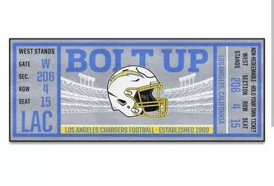 NFL - Los Angeles Chargers Ticket Runner Rug - 30in. X 72in. NEW • $79.99