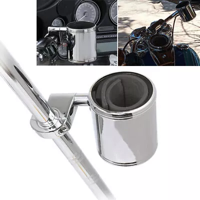 Adjustable Chrome Handlebar Cup Holder For Harley Touring 7/8  & 1” & 1 1/4” • $9.99